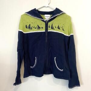 vintage breckenridge knit zip sweater jacket sailboats medium petite